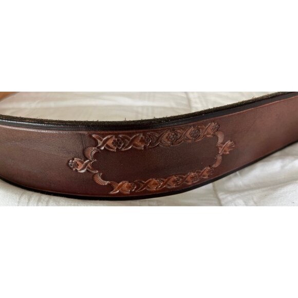 Vtg 1973 Handmade In Tlaquepaque Mexico Leather Belt With Snap To Inter Change - Picture 3 of 8